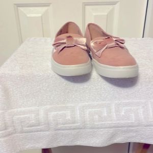 Liz Claiborne loafers, pink suede, size 7 wide